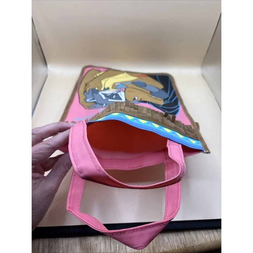 Vtg 90s Disney Pink Pocahontas Meeko Vinyl Pyramid Disneyana Tote Bag 11